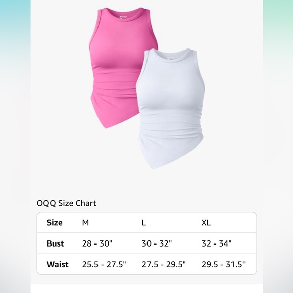 NWT OQQ 2 piece tank tops ruched crew neck basic stretch t-shirt large - Picture 4 of 7